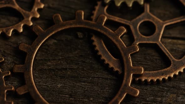 Rotating stock footage shot of antique and weathered watch faces - WATCH FACES 043