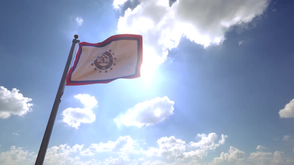Savannah City Flag (Georgia) on a Flagpole V4 - 4K