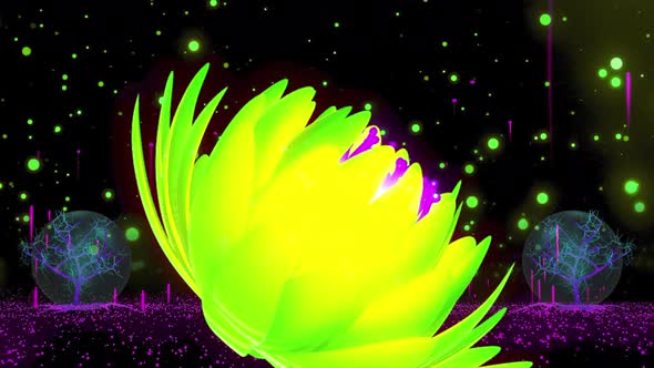 Fantasy Neon Flower Particles 4K