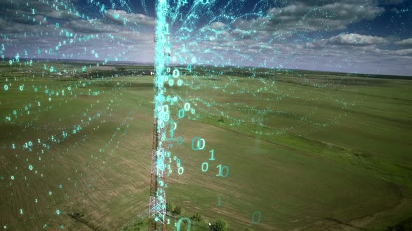 AERIAL Telecommunication Antenna with Signal Digits Information Flow Concept Communication Cellular