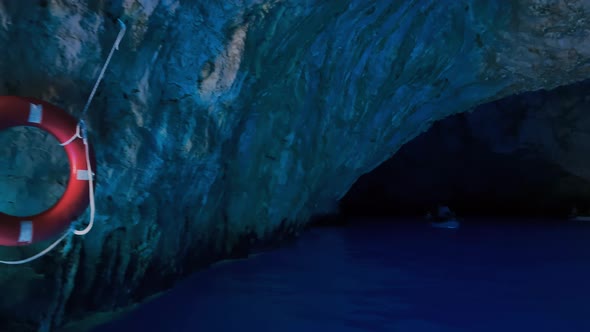 Interior of Famous Blue Grotto in Capri Italy