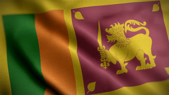 Sri Lanka Flag Closeup Blowing In Wind