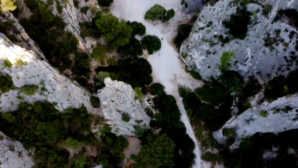 Top down view over french bay with turquis water