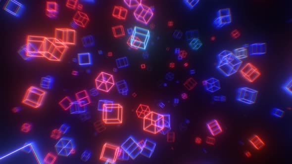 Ultraviolet 3D Neon Laser Cubes And Retro 80s Synthwave Glow Lights - 4K alt