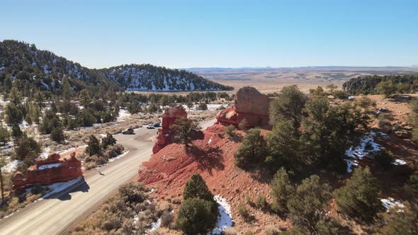 Aerial views of Red Canyon and the Dixie National Forest near Bryce Canyon National Park, Utah.