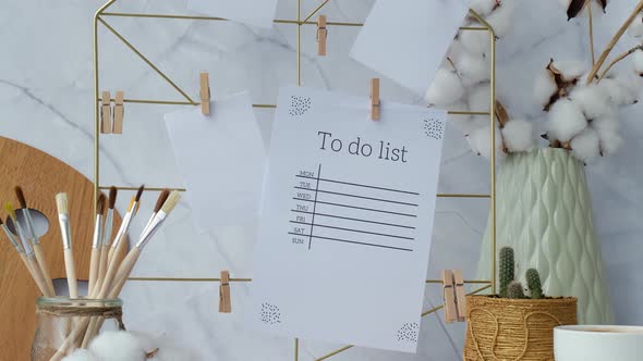 TO DO List Cards and Posters Mock Ups on Grid Board