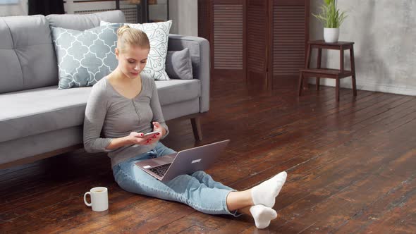 Young woman is resting at home