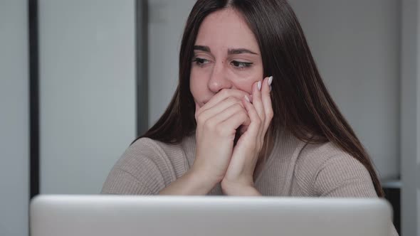 Sad Worried Young Woman Attractive Face Having Psychological Problem Feeling Anxiety Depression