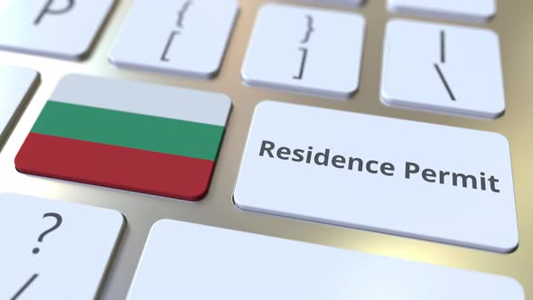 Residence Permit Text and Flag of Bulgaria on the Buttons