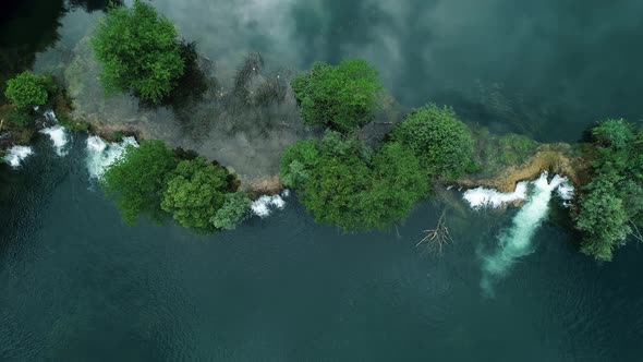 Aerial view of Mreznica river, Karlovac, Croatia.