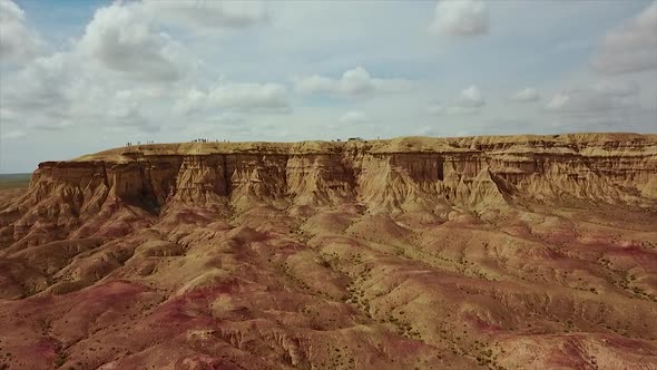 Landscape With Canyon in Mongolia Desert of Gobi