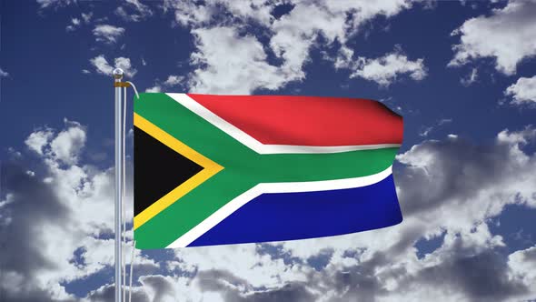 South Africa Flag Waving 4k