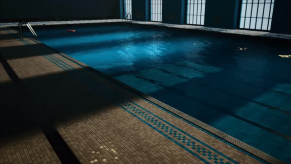 The View of an Empty Public Swimming Pool Indoors alt