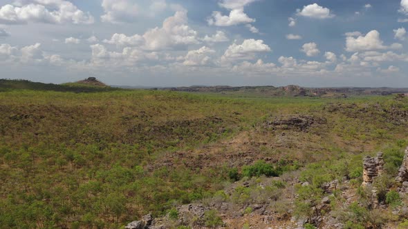 Rock Formations near Ubirr, Kakadu National Park, Northern Territory, Australia 4K Aerial Drone