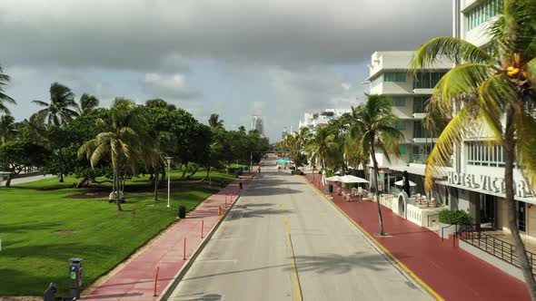 Aerial Drone Footage Miami Beach Ocean Drive July 2020