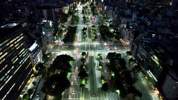 Buenos Aires Argentina. Night cityscape landscape of tourism landmark.