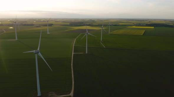 Cinematic aerial shot of wind turbine. Drone, 4K.	