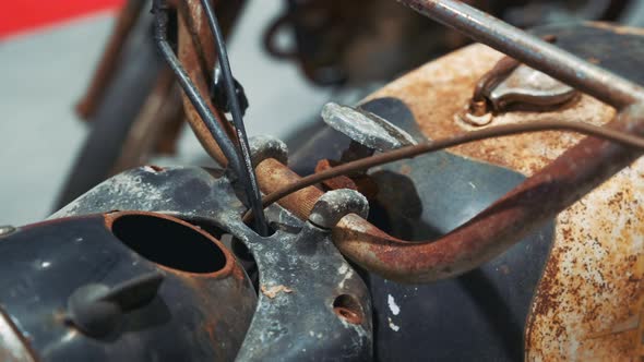 View of Antique Rusty Motorbike