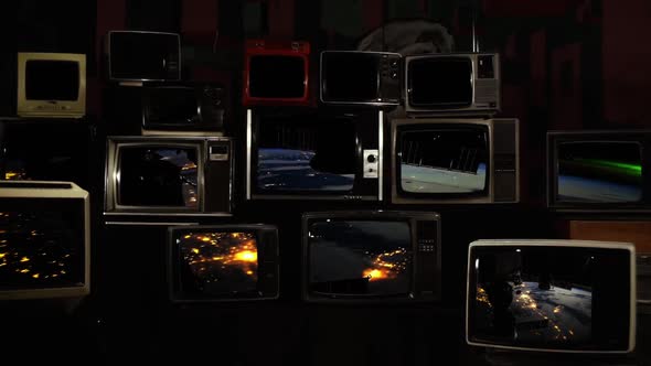 International Space Station at Night and Retro TVs.