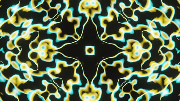 Abstract Kaleidoscope Yellow and Blue Vj Loop Animation