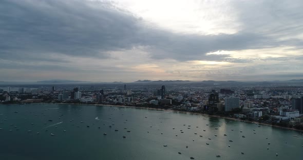 Aerial view Flying Pattaya beach Thailand