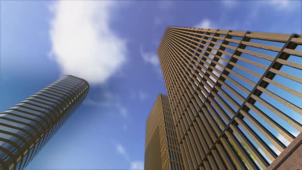 Office Building Windows and Bottom View on Skyscraper Building alt