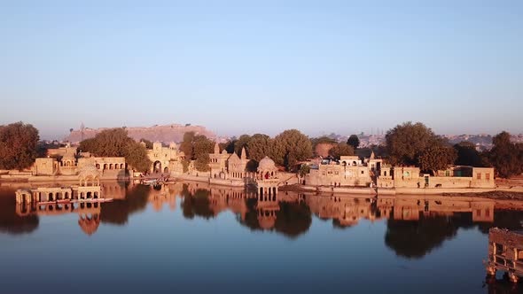 Shrines And Temples At Gad sisar Lake, Jaisalmer, India - Rajasthan.