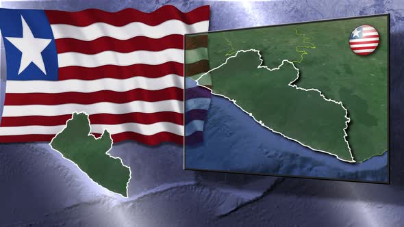 Liberia Flag And Map Animation