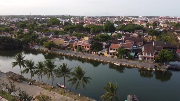 Aerial View of Peaceful Hoi An Old Town or Hoi an Ancient Town at Day