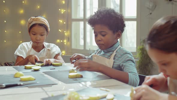 Children Cutting Fruit on Culinary Masterclass