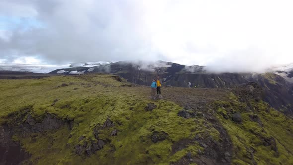 Tourists on the Top in Iceland