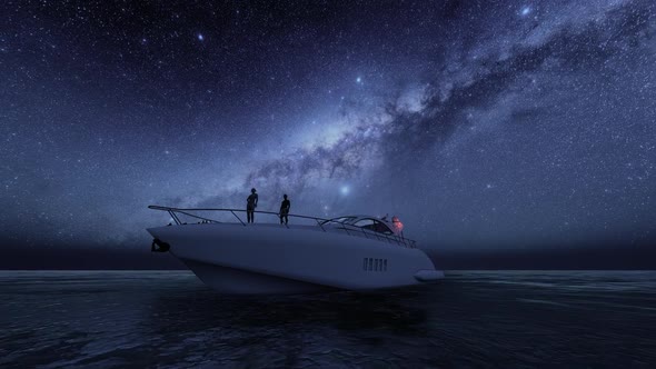 Luxury Yacht and Milky Way View