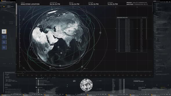 Animation Of Future Digital Matrix System Tracking Location On Global World Map alt