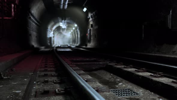 Light at Night in the Subway Tunnel the Old Town