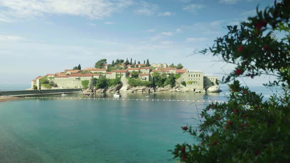 Sveti Stefan Is a Tourist Town By the Sea. Montenegro. Day