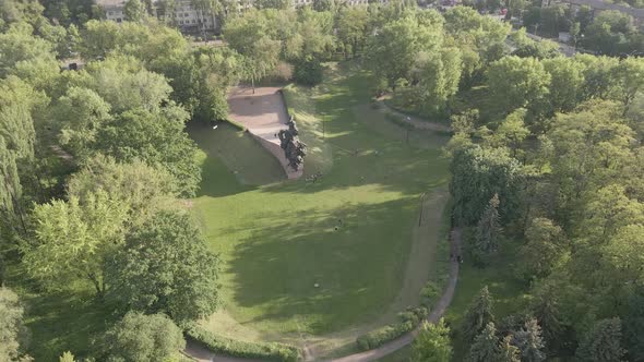 Kyiv, Ukraine: Babi Yar. Memorial Mass Murder of Jews. Aerial View, Flat,gray