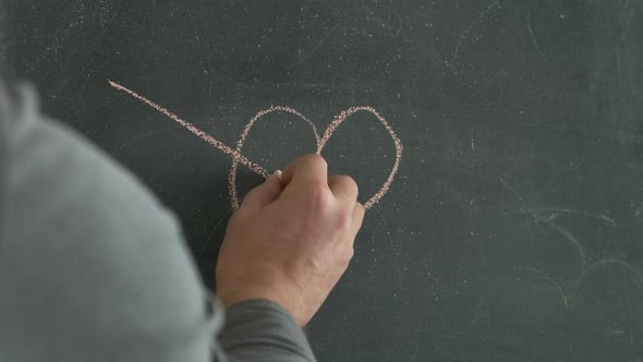 Hand drawing heart with on a board. with Chalk