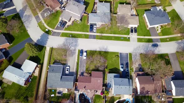 Aerial flight over a suburban community.