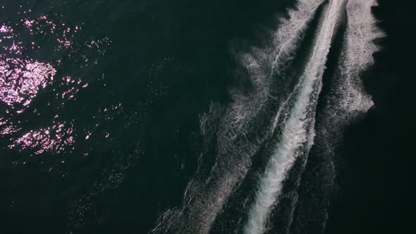 Motor boat aerial in Geneva lake, Switzerland