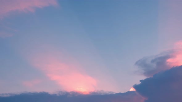 4K Sky Time lapse, Burning sky and shining, Red purple orange blue pink sunset.