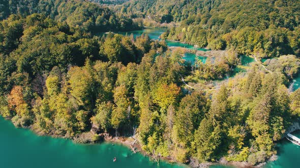 Aerial View of the Plitvice Lakes in the National Park of Croatia Clean Nature