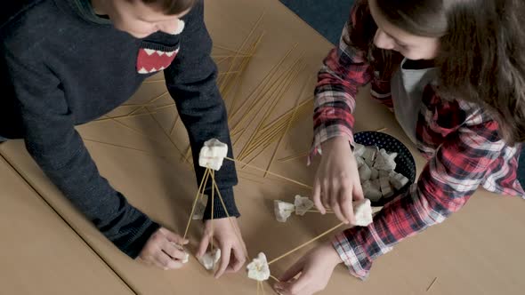 Children setting up construction during a science lesson