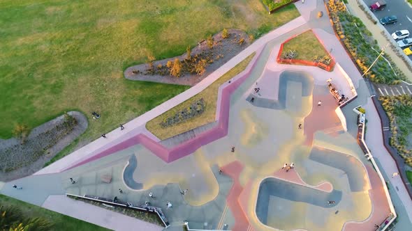 Skateboarding in St Kilda Beachfront Skatepark