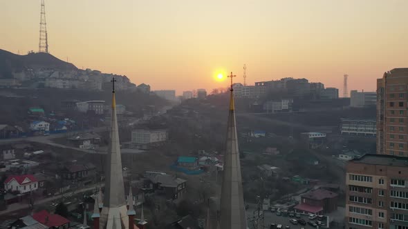 Beautiful Catholic Church of the Most Holy Theotokos at Sunrise