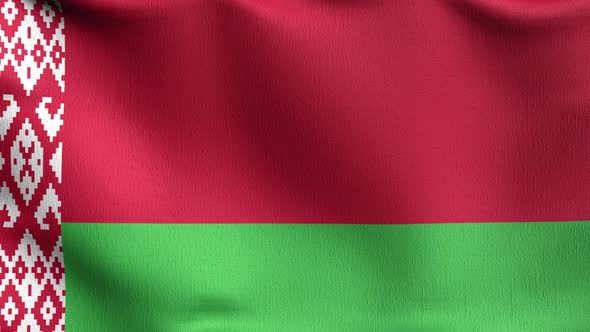 Seamless Loop 4K VDO. Belarus national flag blowing in the wind