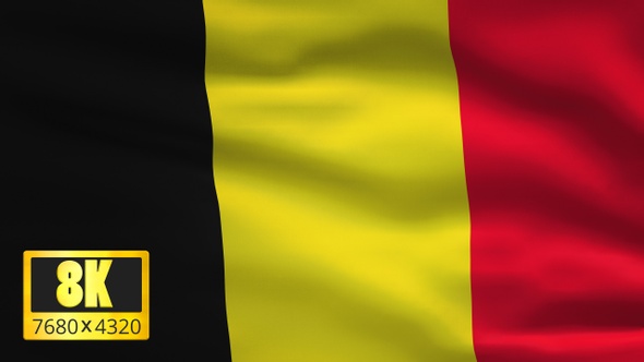 8K Belgium Windy Flag Background