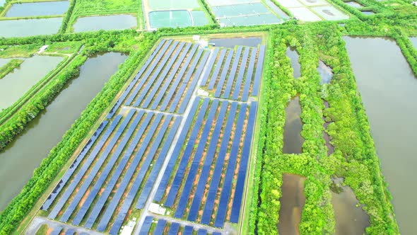 Aerial Top View of Solar Farm. drone footage. 4k