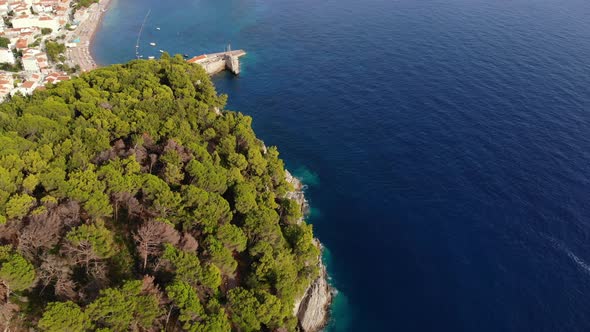 Aerial View By the Rocky Coas Adriatic Sea t in Montenegro