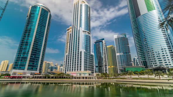 Residential Buildings in Jumeirah Lake Towers Timelapse Hyperlapse in Dubai UAE