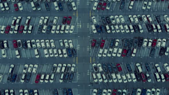 Drone View on Big Airport or Logistics Car Parking